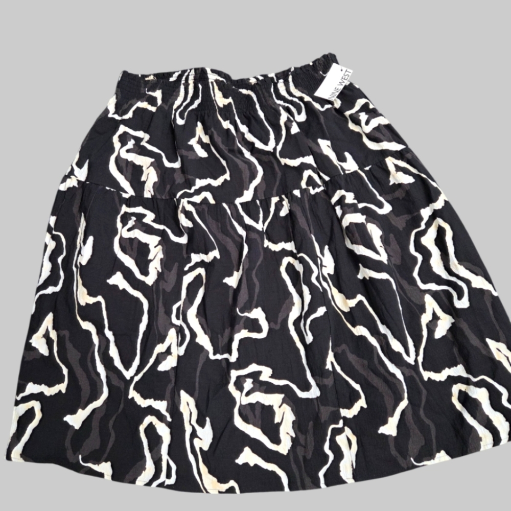 Nine West Black and White A-Line Pleated Skirt XXL